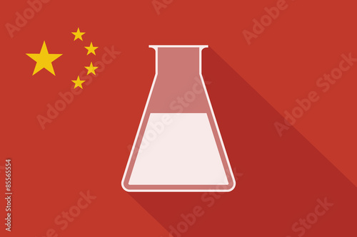 China long shadow flag with a chemical test tube