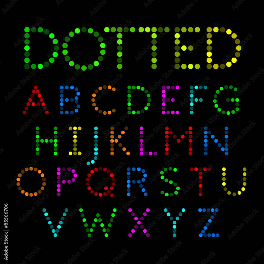 Dotted font, alphabet Dotted font, alphabet