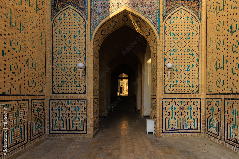 Mosaic at the entrance to the mosque Kolon, Bukhara, Uzbekistan