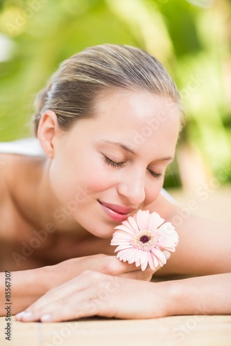 Attractive woman getting massage on her back