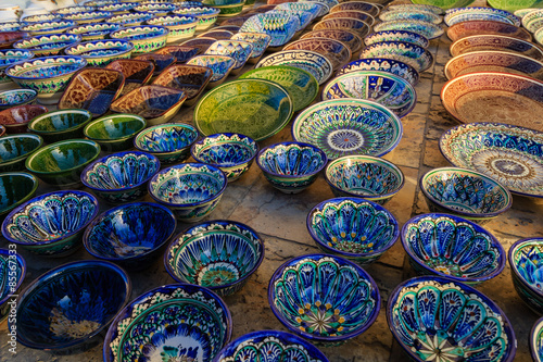 Decorative plates at the Bazaar, Bukhara, Uzbekistan
