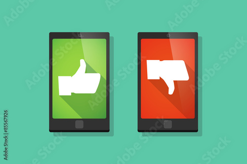 long shadow thumb hands    phone set
