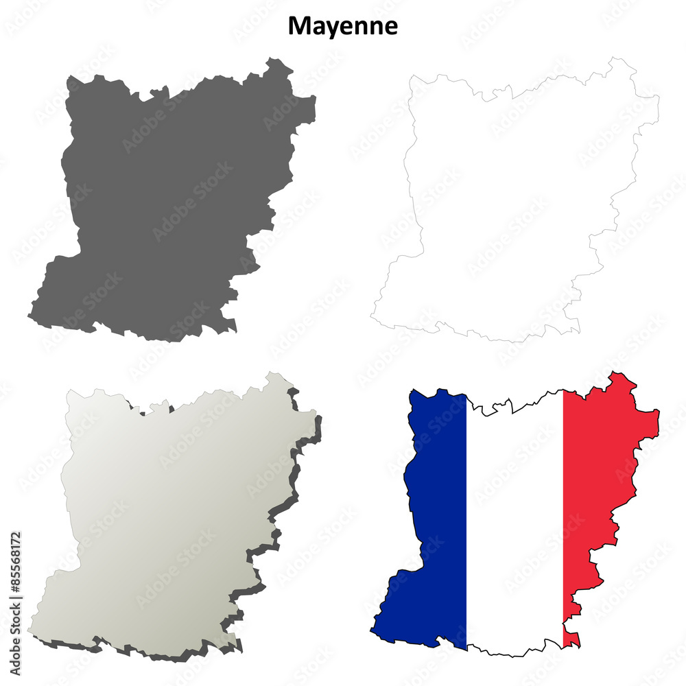 Mayenne (Pays de la Loire) outline map set Mayenne (Pays de la Loire) outline map set