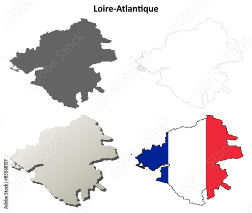 Loire-Atlantique  Pays de la Loire  outline map set