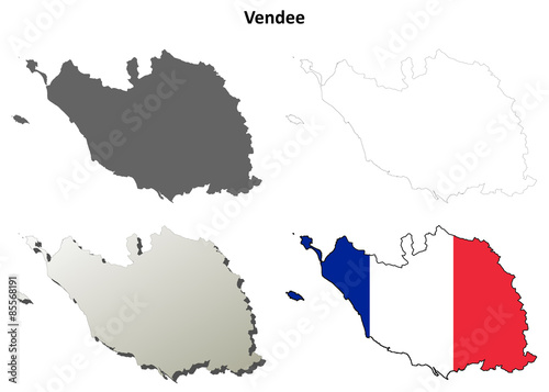 Vendee (Pays de la Loire) outline map set