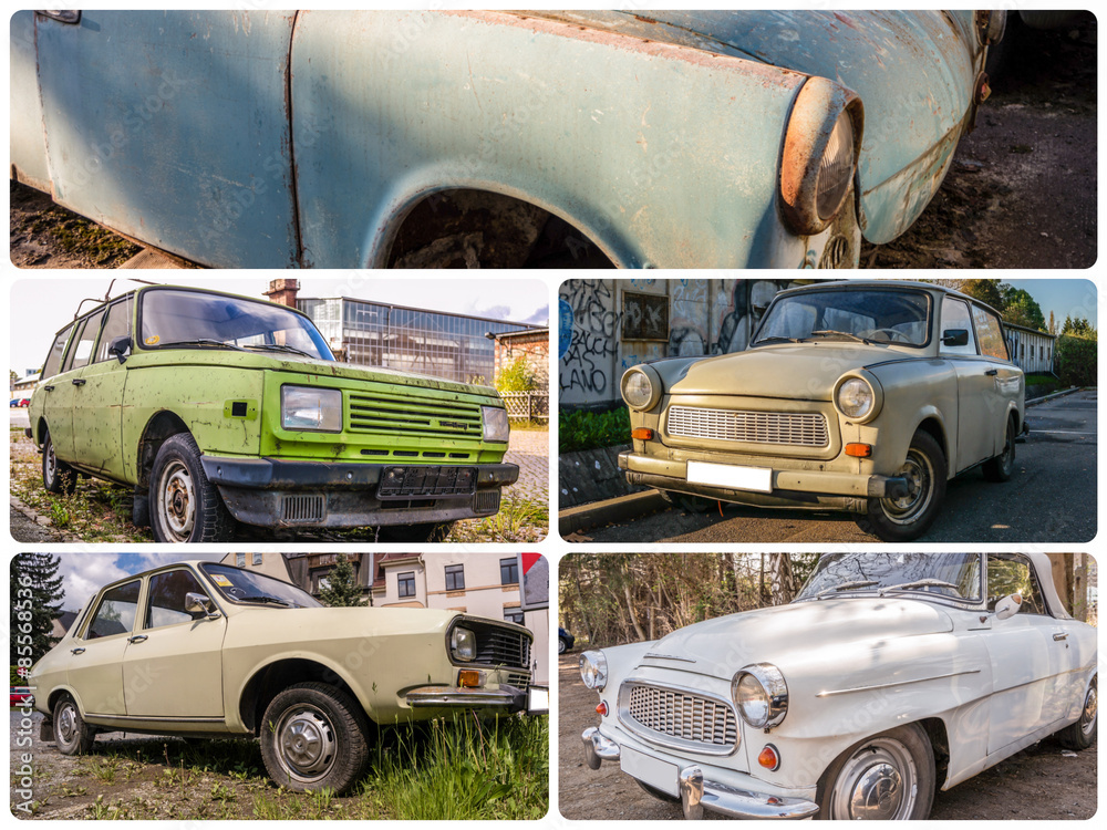 Obraz na plátně Collage DDR Autos
