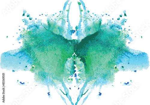  watercolor symmetrical Rorschach blot on a white background