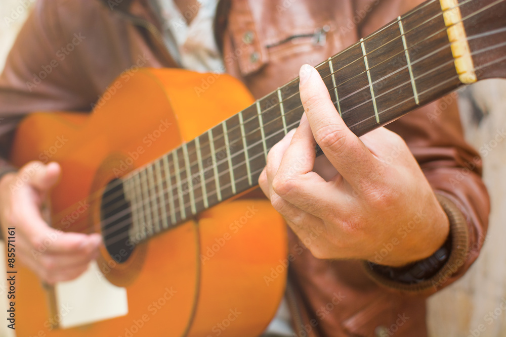 Fototapeta premium man with guitar. urban style