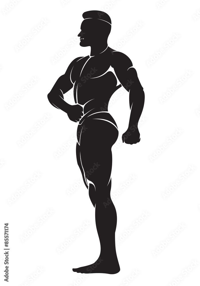 Bodybuilder. Vector silhouette against white background
Bodybuilder. Vector silhouette against white background