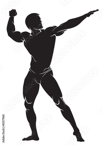 Bodybuilder. Vector silhouette against white background

