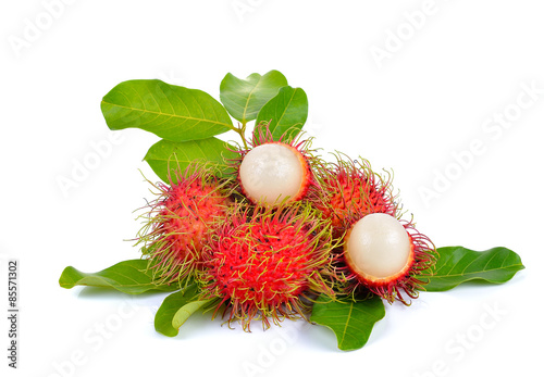 Fresh rambutan on white background photo