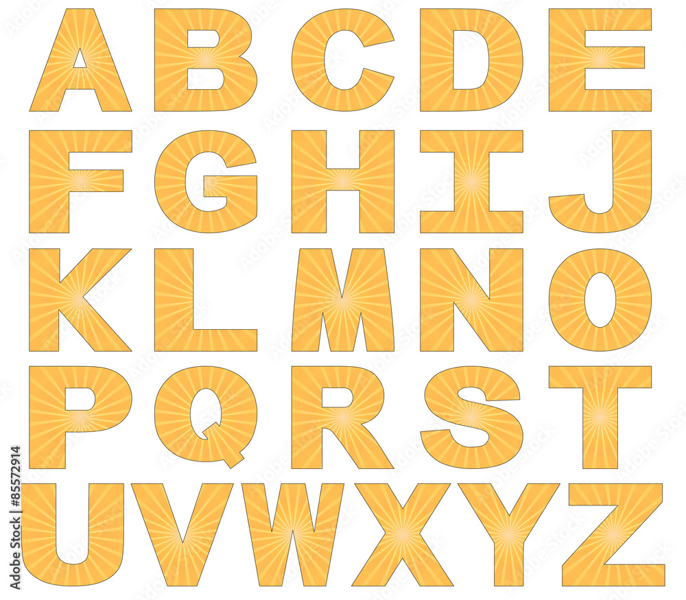 Sunburst font isolated on white illustration Sunburst font isolated on white illustration