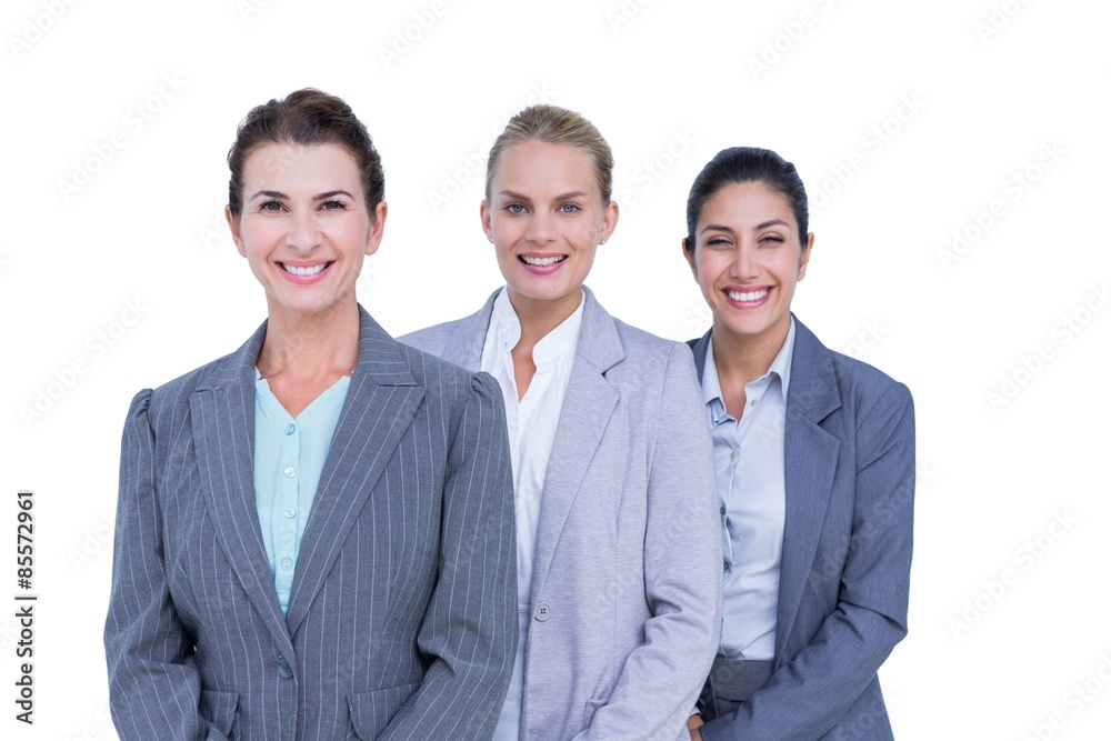 Smiling young businesswomen in a line Smiling young businesswomen in a line