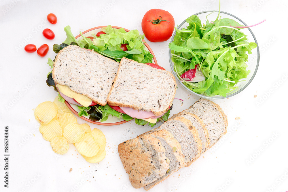 Whole Wheat Sandwiches with Salad Whole Wheat Sandwiches with Salad