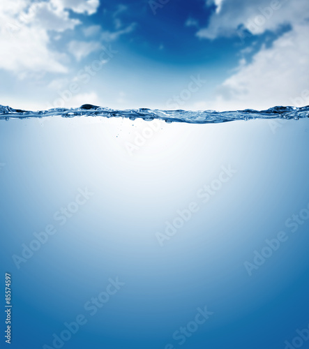 water surface isolated on white background with bubbles