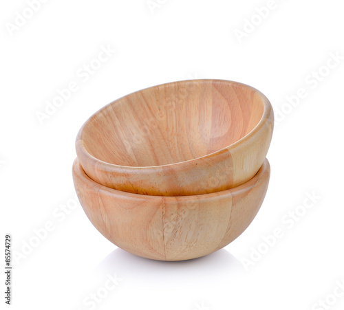 Wooden bowl isolated on white background