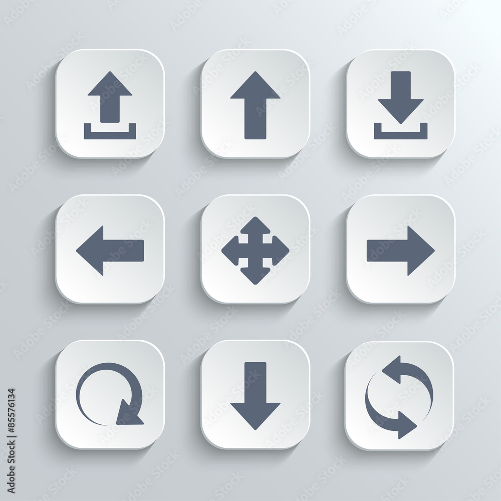 Arrows icon set - vector white app buttons Arrows icon set - vector white app buttons