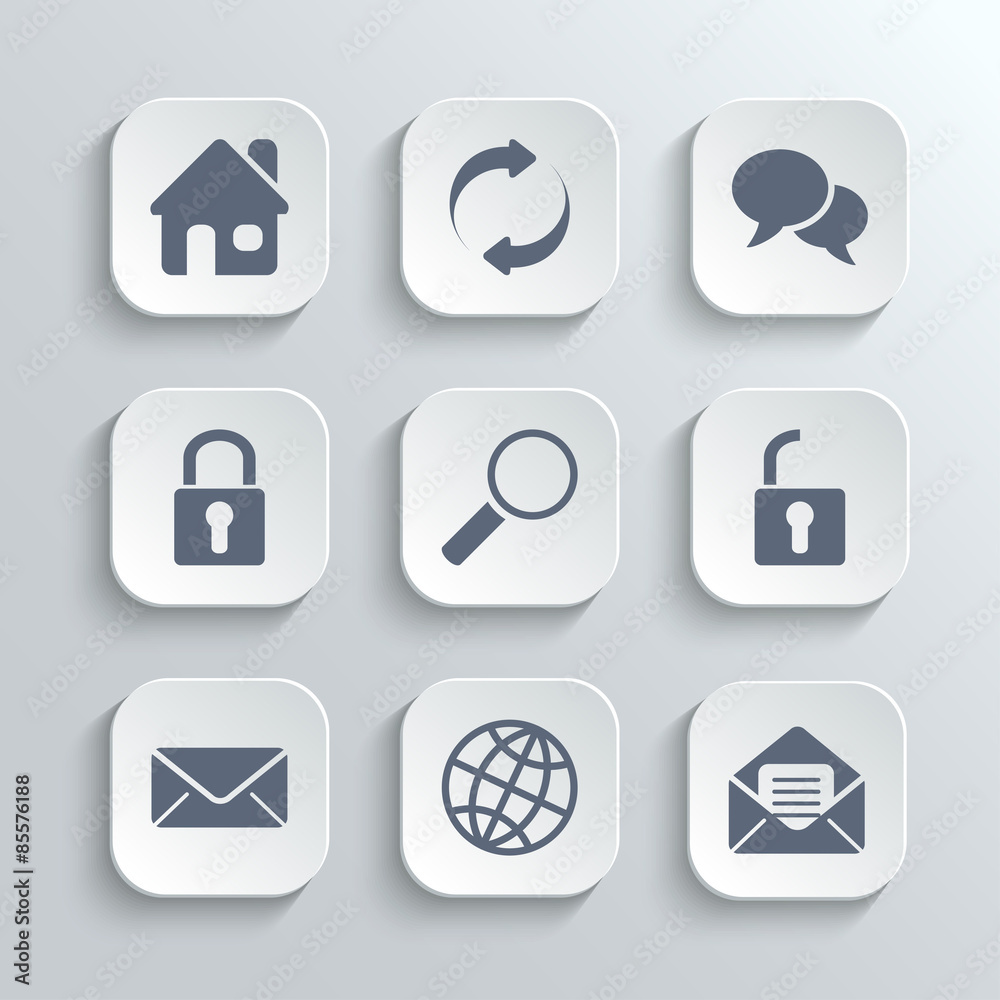 Web icons set - vector white app buttons Web icons set - vector white app buttons