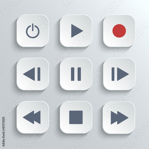 Media player control button ui icon set