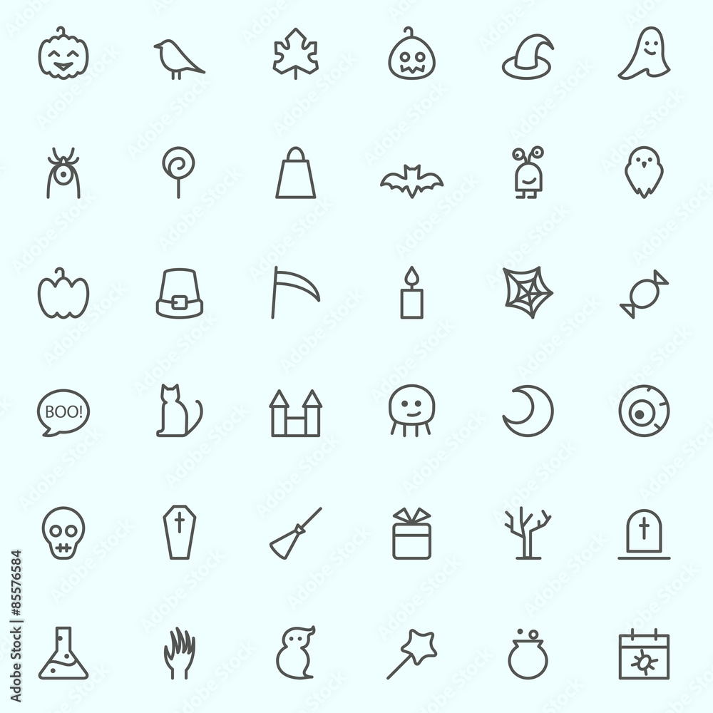 Halloween icons, simple and thin line design Halloween icons, simple and thin line design