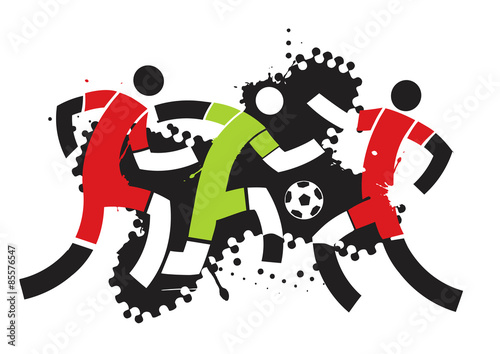 Soccer players on the grunge background