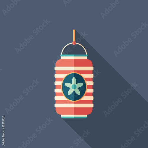 Pendant lamp flat square icon with long shadows.