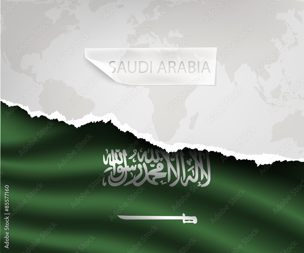 paper with hole and shadows SAUDI ARABIA flag