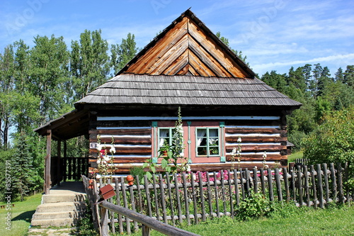 traditional wooden house of north east region of Slovakia, open air museum in Stara Lubovna