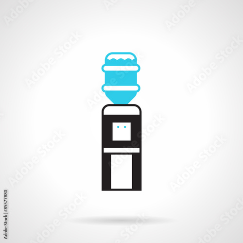 Black water dispenser flat vector icon