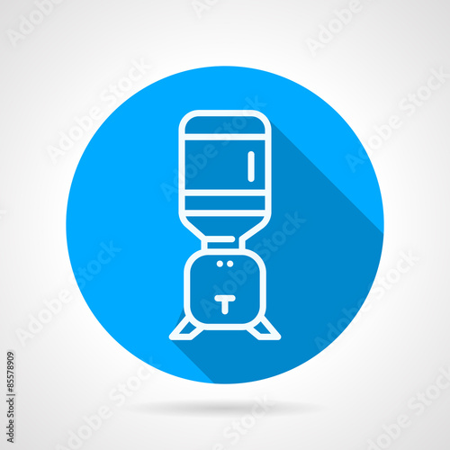 Portable water cooler blue round vector icon