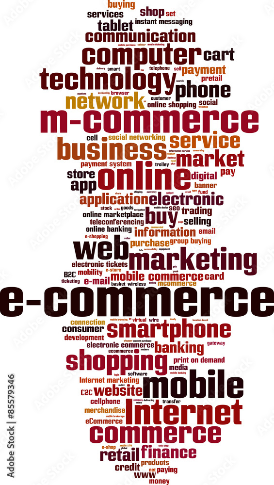 Obraz premium Electronic commerce word cloud concept. Vector illustration