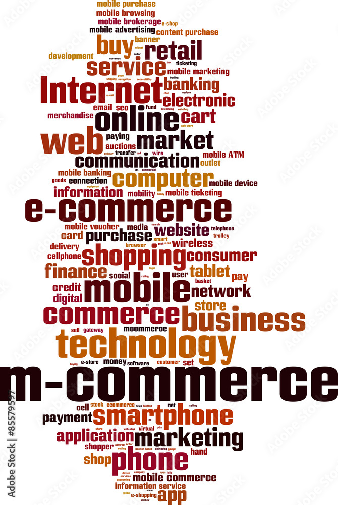 Fototapeta premium Mobile commerce word cloud concept. Vector illustration