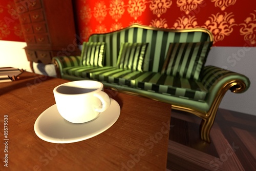 3d render of luxury manor interior - living room