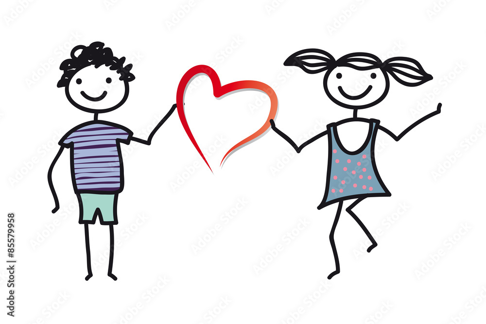 Junge und Mädchen mit Herz, Freundschaft schließen für die Ewigkeit, soziale Kontakte festigen, Kompetenz erlernen, Erziehung von Kindern