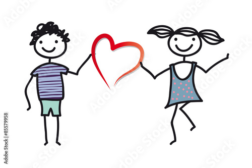 Junge und Mädchen mit Herz, Freundschaft schließen für die Ewigkeit, soziale Kontakte festigen, Kompetenz erlernen, Erziehung von Kindern