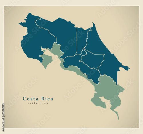 Modern Map - Costa Rica with provinces CR
