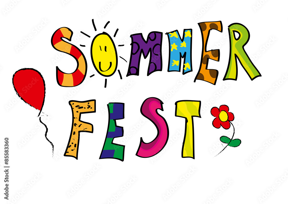 Kinderzeichnung Sommerfest vector de Stock | Adobe Stock