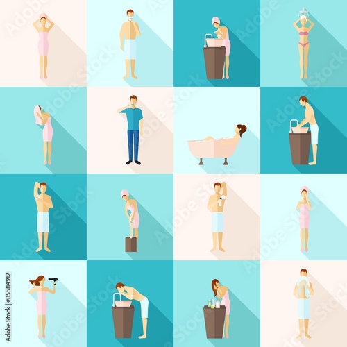 Personal Hygiene Flat Icons Set