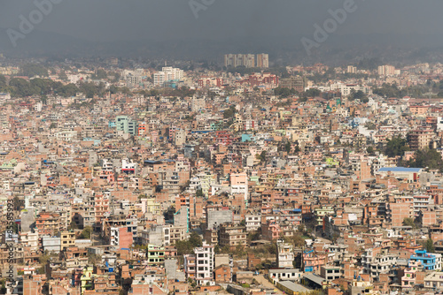 View of Kathmandu city from Swayambhunath temple in Kathmandu valley, Nepal.