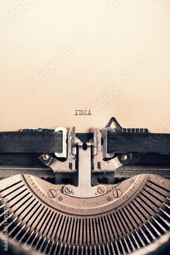 Detail of vintage typewriter with message