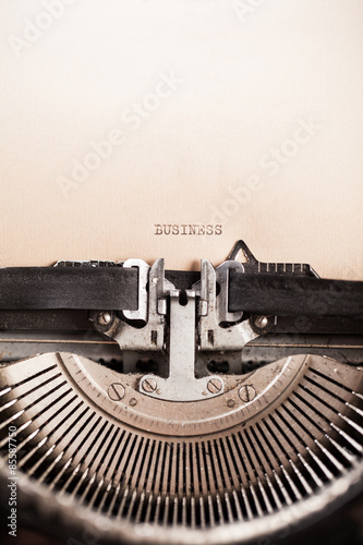 Detail of vintage typewriter with message