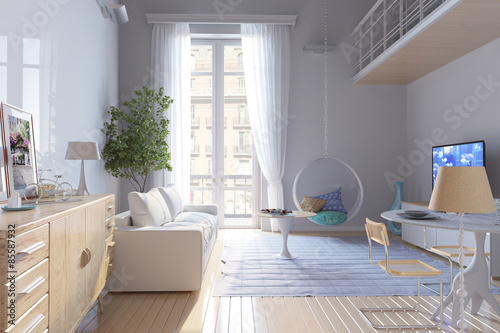 Солнечная гостиная с огромным окном