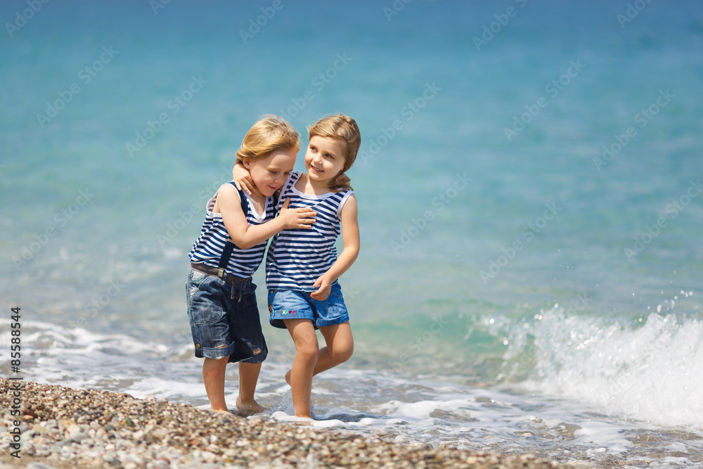 Two kids on the beach