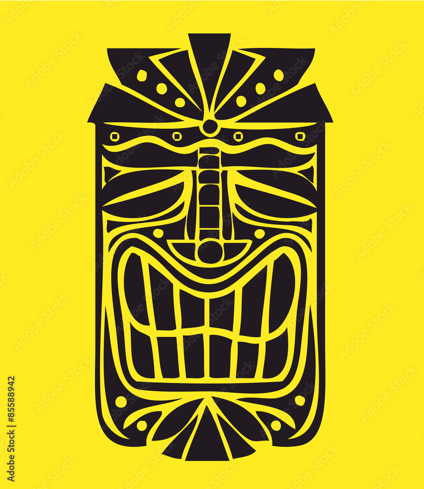 Naklejka premium Hawaiian tiki mask vector design, exotic polynesian decorative element