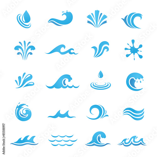 Water Design Elements. Can be used as icon, symbol and logo design. © bonezboyz