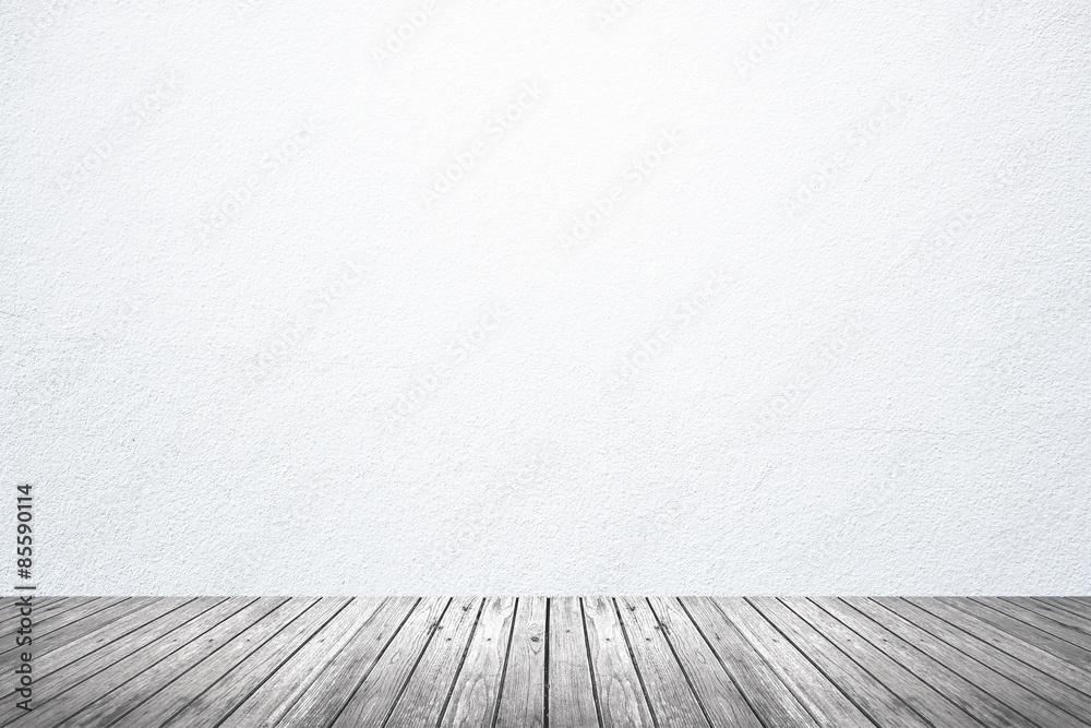 Fototapeta premium Empty room of white wall and wood floor