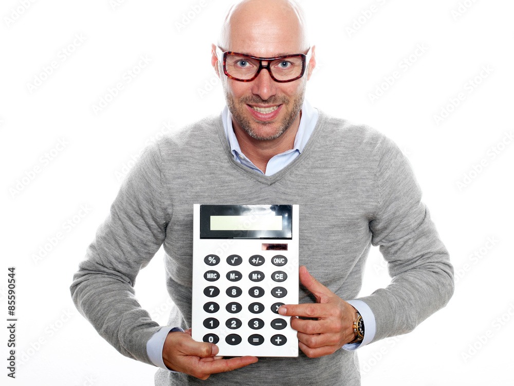 Mann mit Taschenrechner Mann mit Taschenrechner