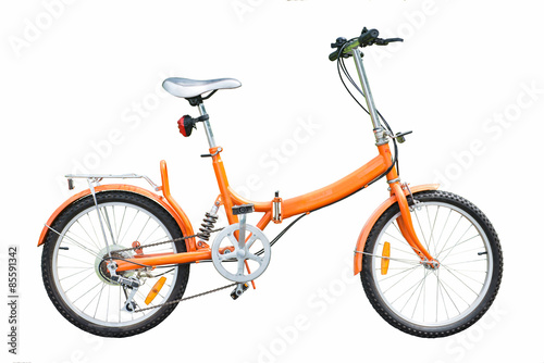 Fototapeta Naklejka Na Ścianę i Meble -  orange folding bicycles on white background