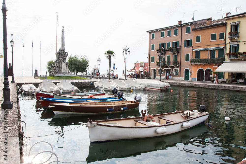view of the square in Lazise on Lake Garda