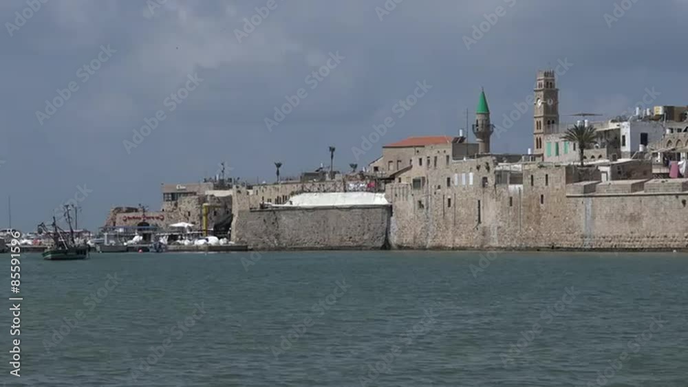 Acre Akko old city port skyline, Israel Acre Akko old city port skyline, Israel